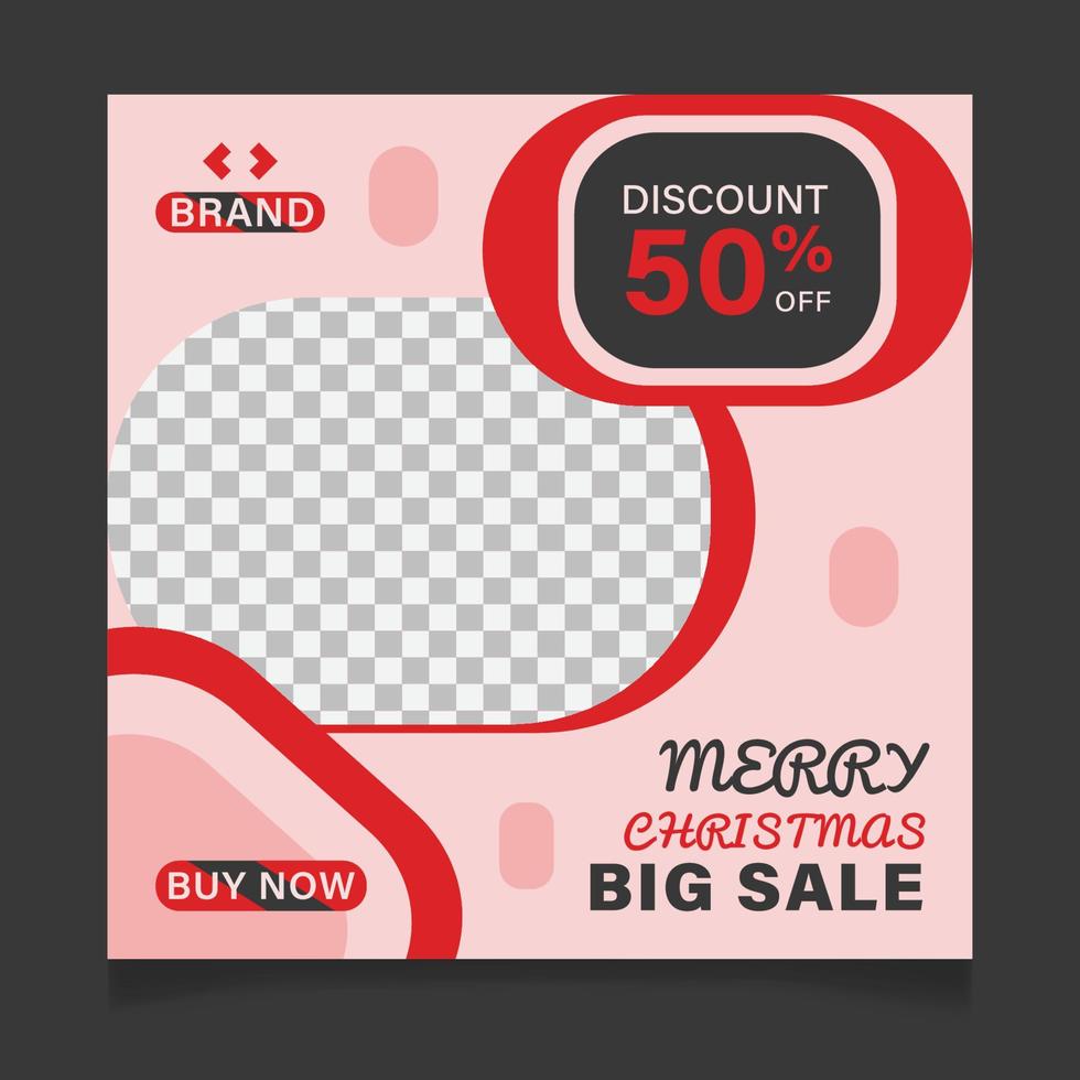 Merry christmas sale social media post template vector