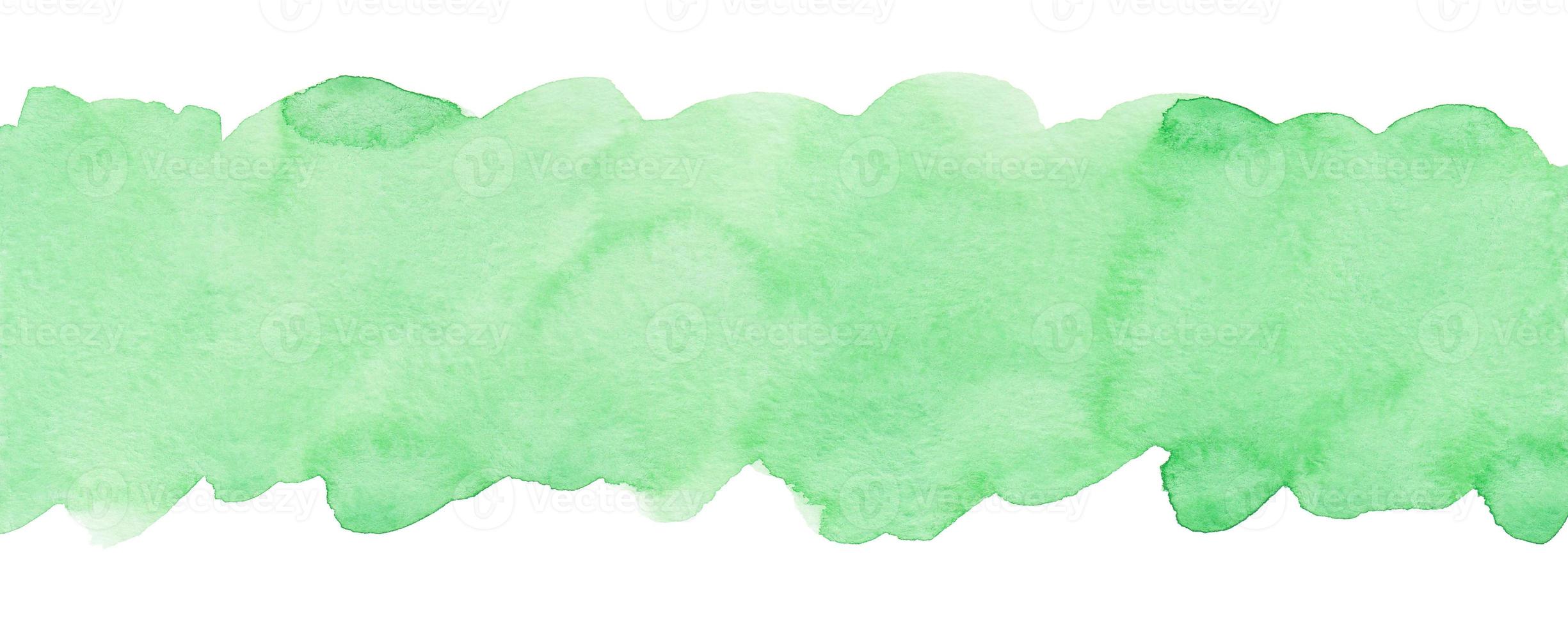 Watercolor light green background isolated with space for text. Aquarelle mint green blot on white backdrop. Stains on paper. photo