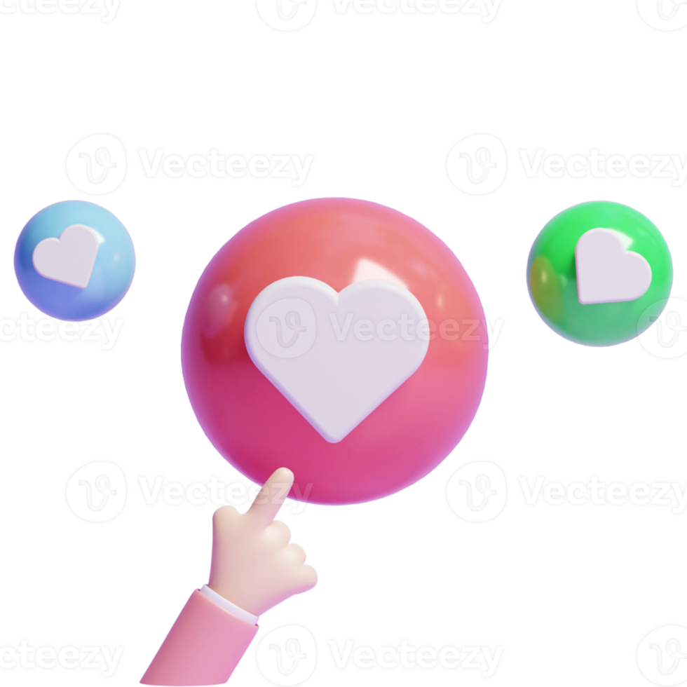 Free 3d social media like reaction with hand icon or 3d social media