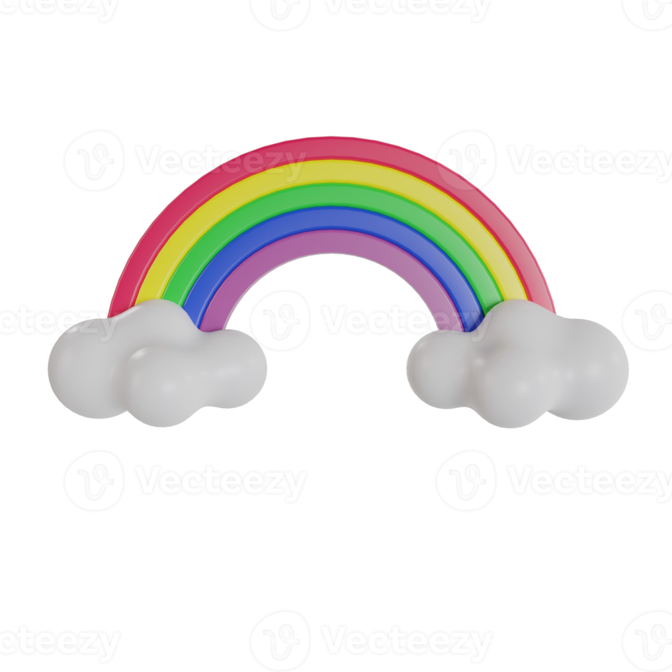 3d rainbow and cloud, for children's book decoration png