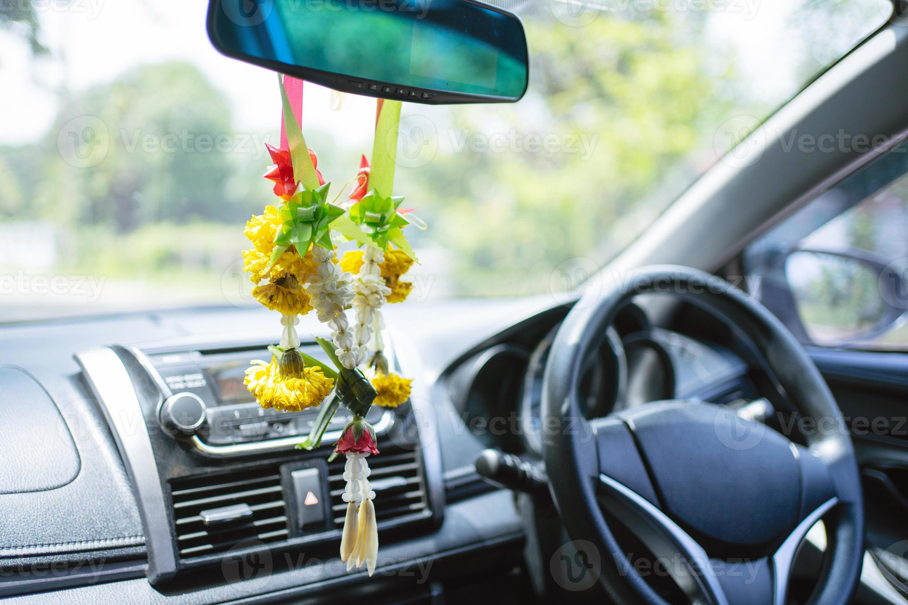 Garland of jasmine and marigold in car of Thailand, Worshiping sacred