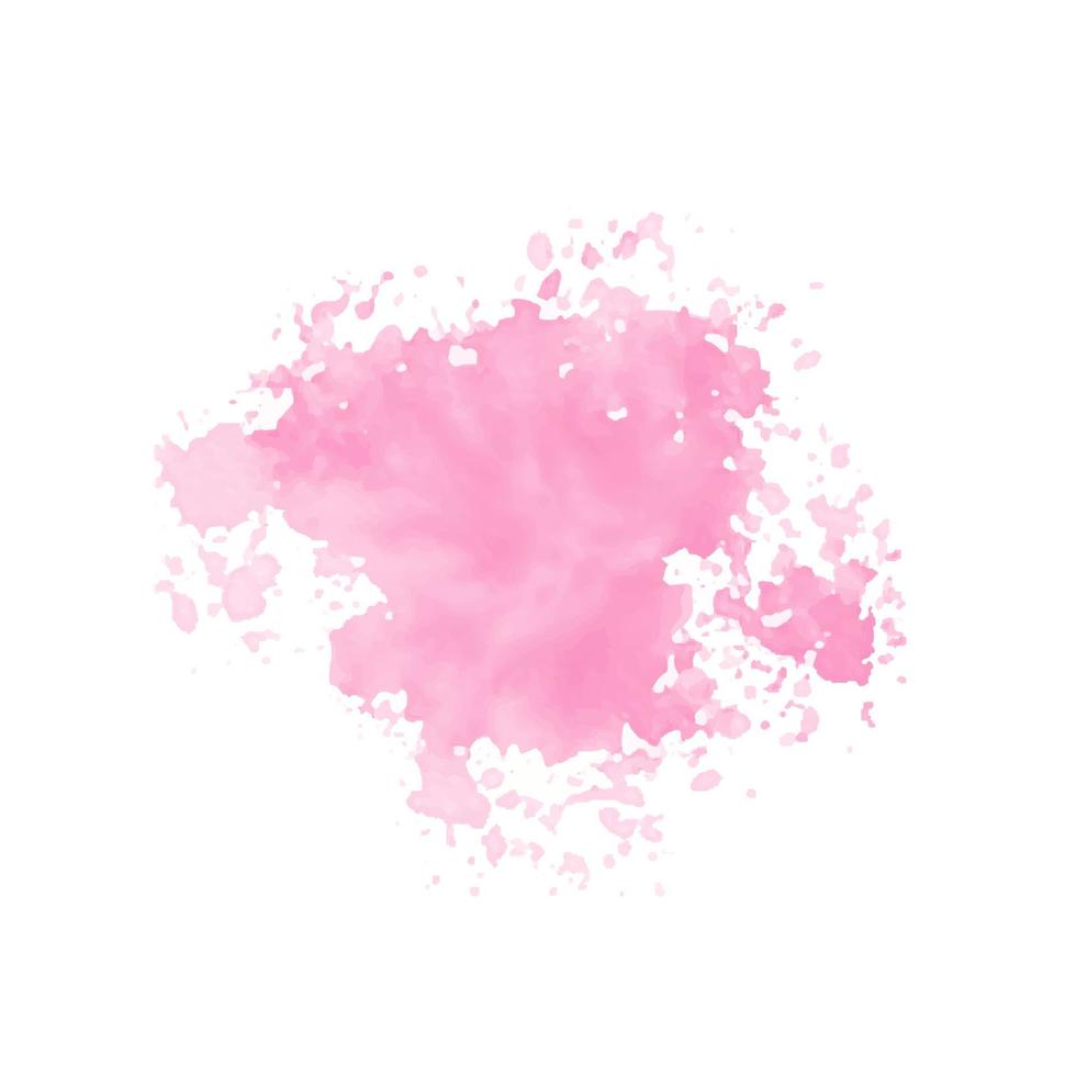 Salpicaduras de agua de acuarela rosa abstracta sobre un fondo blanco. vector