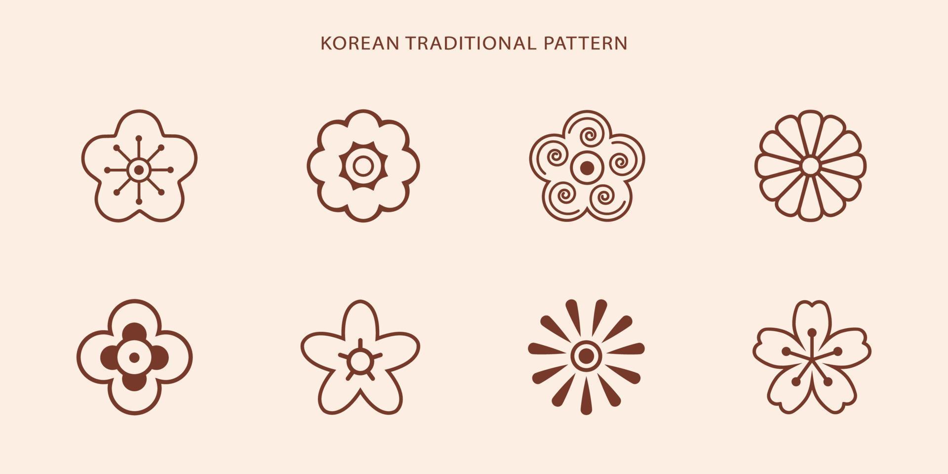 Korean traditional line pattern. Asian style. Korea, china symbol set vector