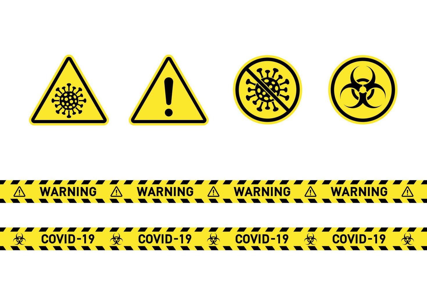 Coronavirus Covid-19 Warning Stop Sign Vector Set