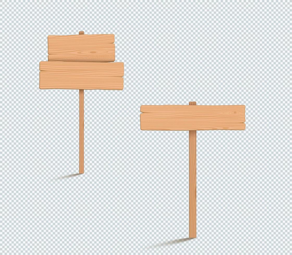 Wooden Sign Plain Empty 3d Illustration Set vector