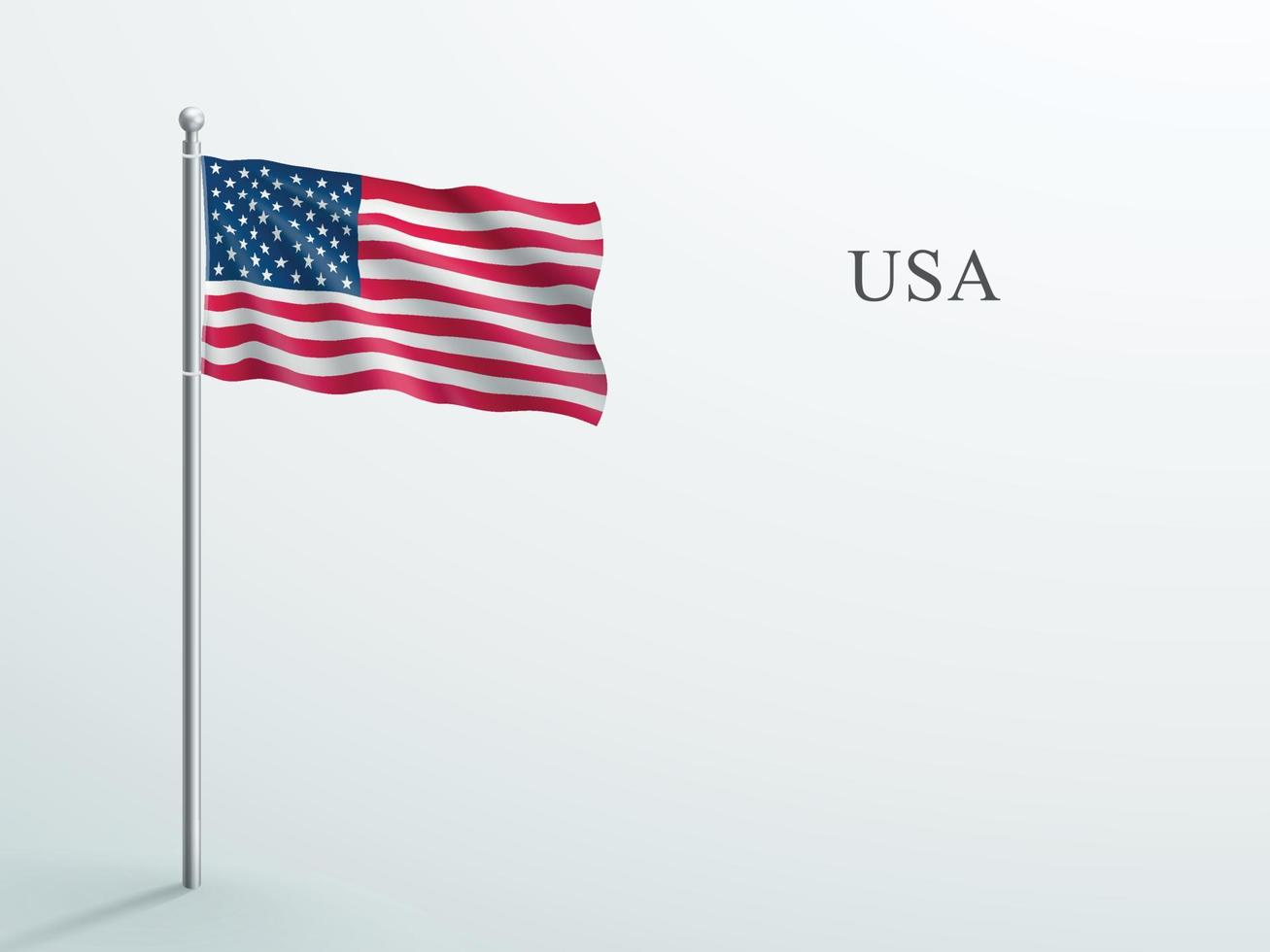 USA Flag 3d Element Waving On Steel Flagpole vector