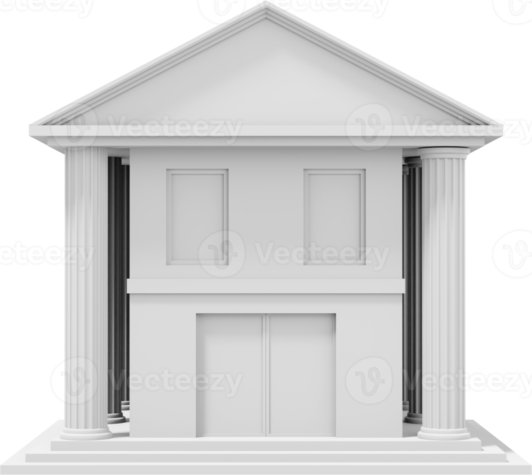 bâtiment administratif, université, bureau, mairie en blanc. icône png sur fond transparent. rendu 3d.