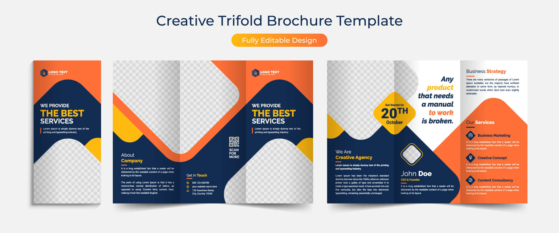 Creative Corporate Business Trifold Brochure Template Design, abstract