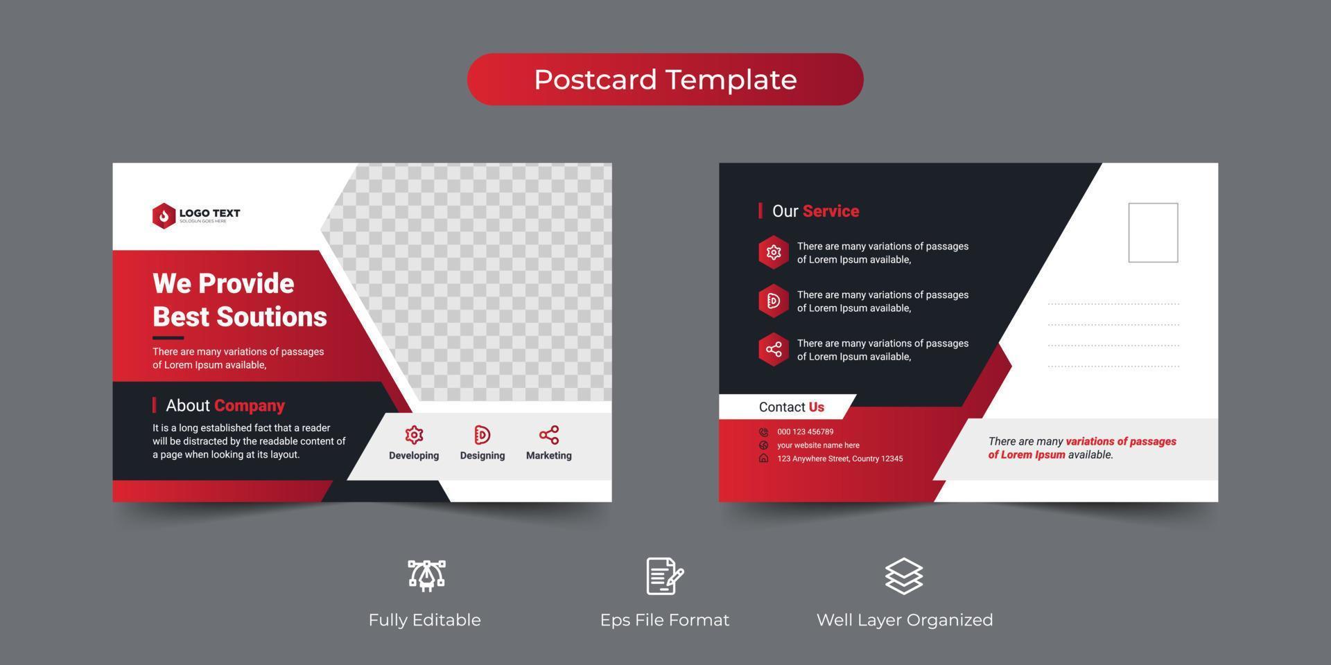 Creative business postcard flyer template vector