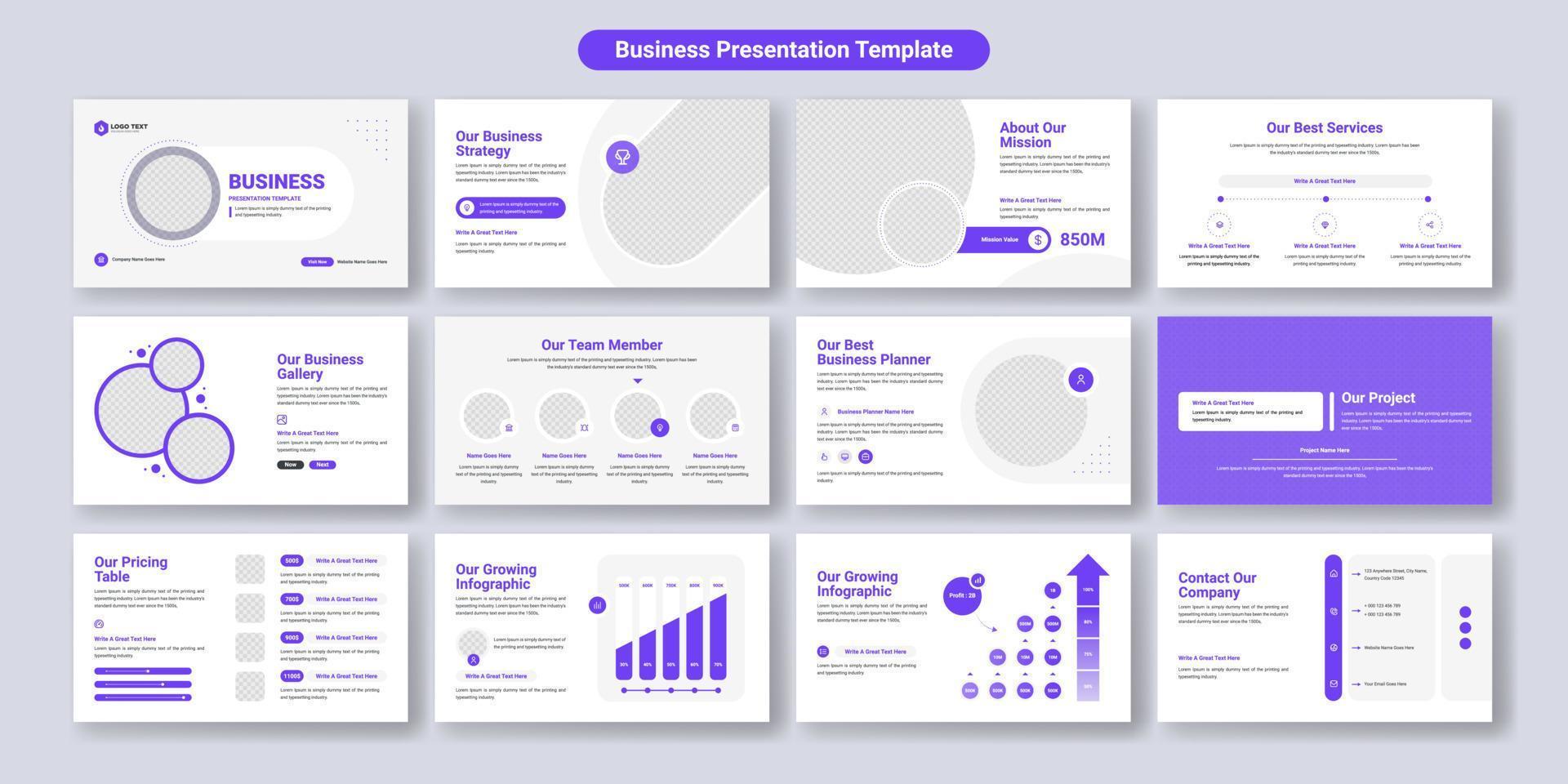 Creative business presentation slides template design. Use for modern presentation background, brochure design, website slider, landing page, annual report, company profile vector