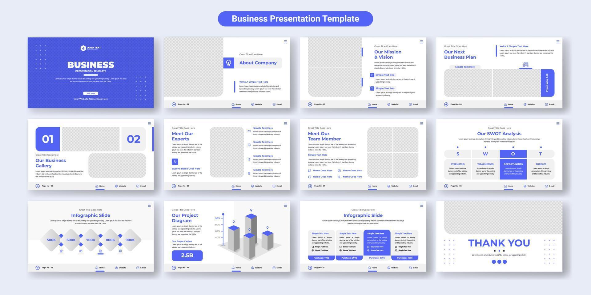 Creative business presentation slides template design. Use for modern presentation background, brochure design, website slider, landing page, annual report, company profile vector