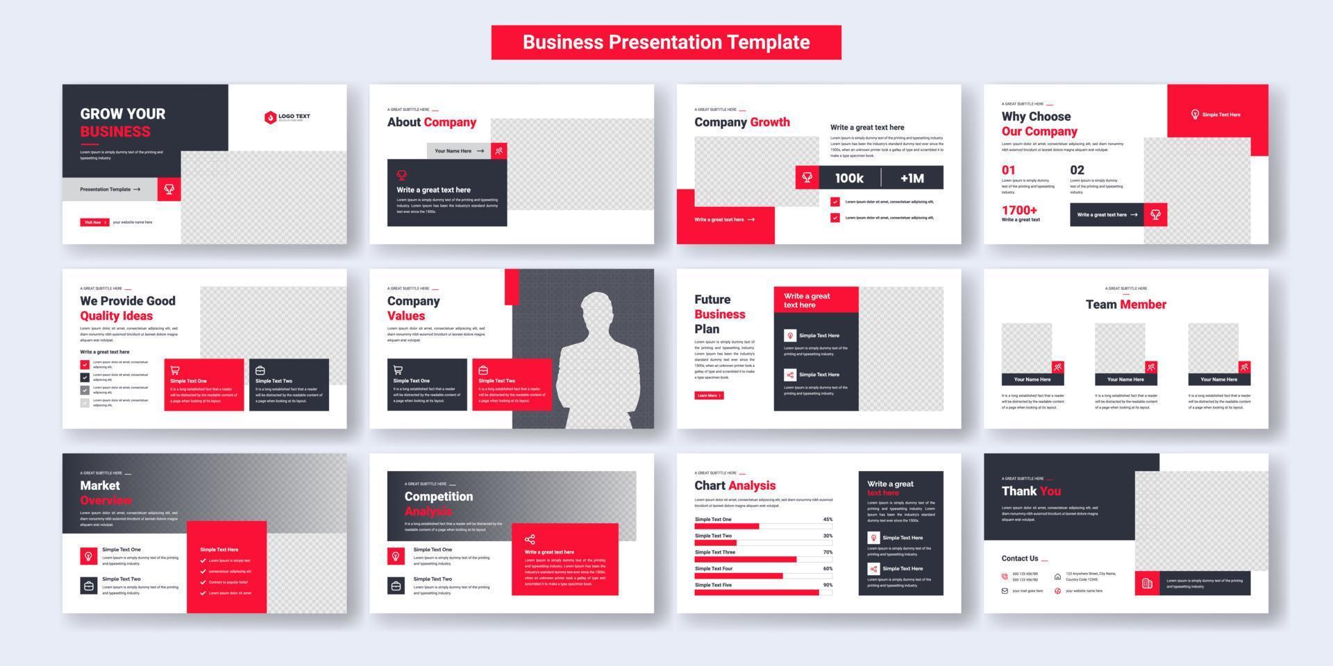 Creative business presentation slides template design. Use for modern presentation background, brochure design, website slider, landing page, annual report, company profile vector