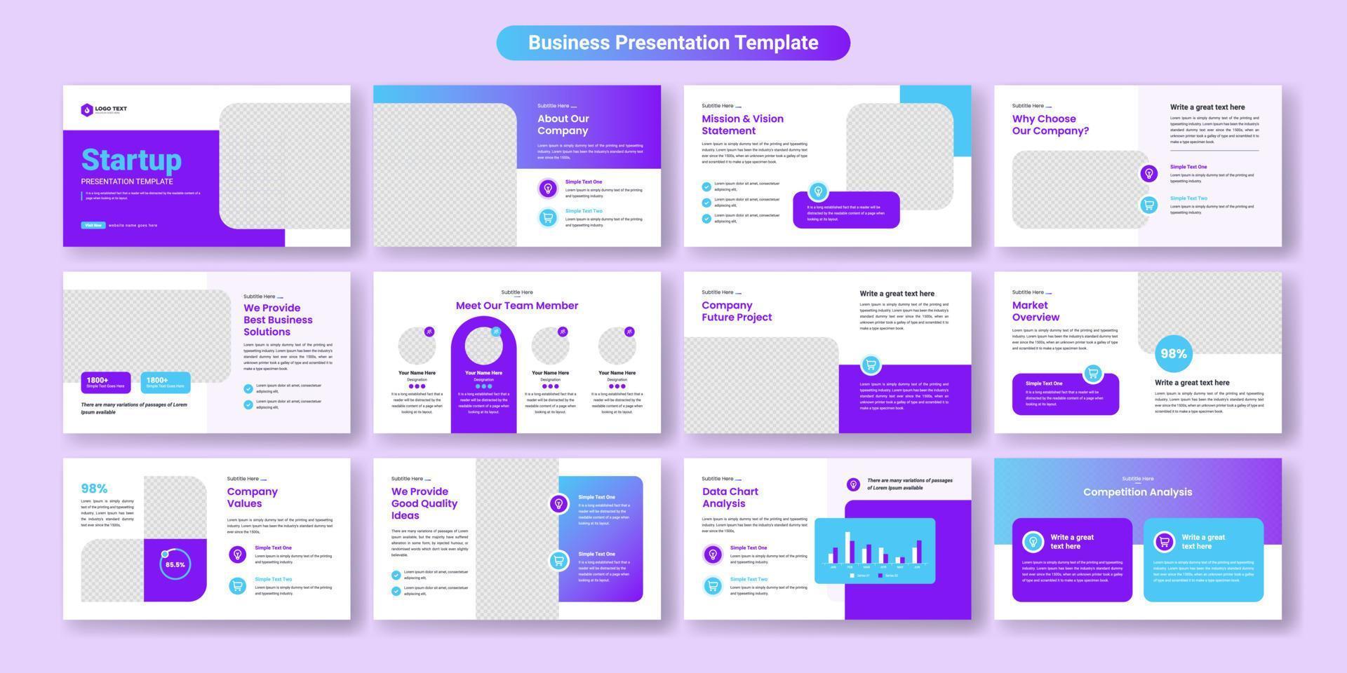 diseño de plantilla de diapositivas de presentación de negocios creativos. uso para antecedentes de presentación modernos, diseño de folletos, control deslizante de sitios web, página de inicio, informe anual, perfil de empresa vector