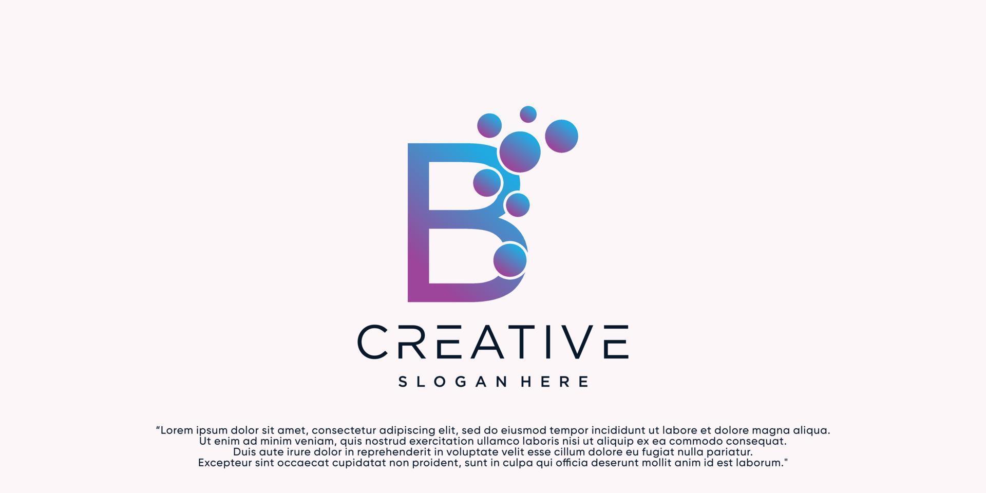 Letter B with dot and molecule concept logo template Premium Vector