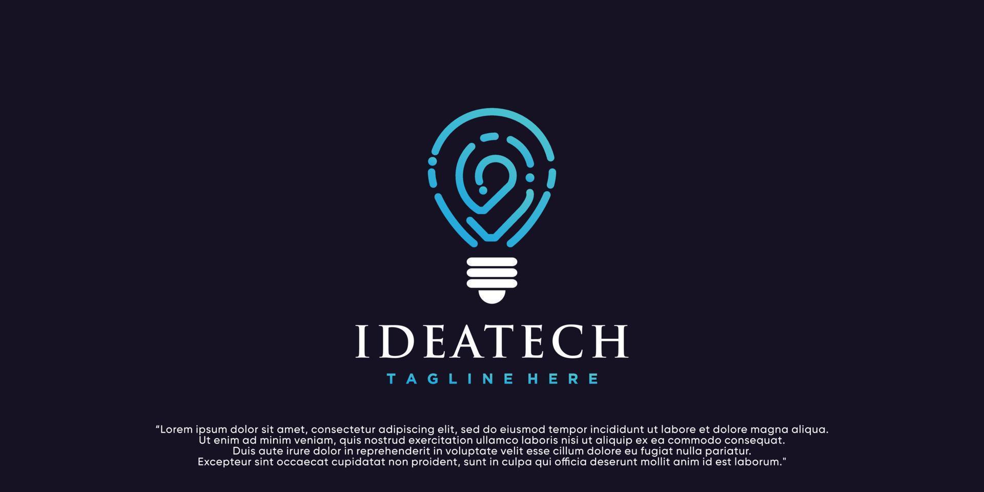 Creative bulb tech logo design. idea creative light bulb with technology concept. bulb digital logo Premium Vector
