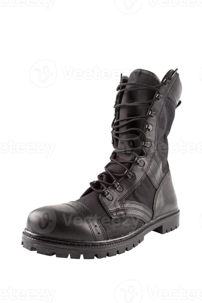 new black lightweight military boot isolated on white background, one on another photo