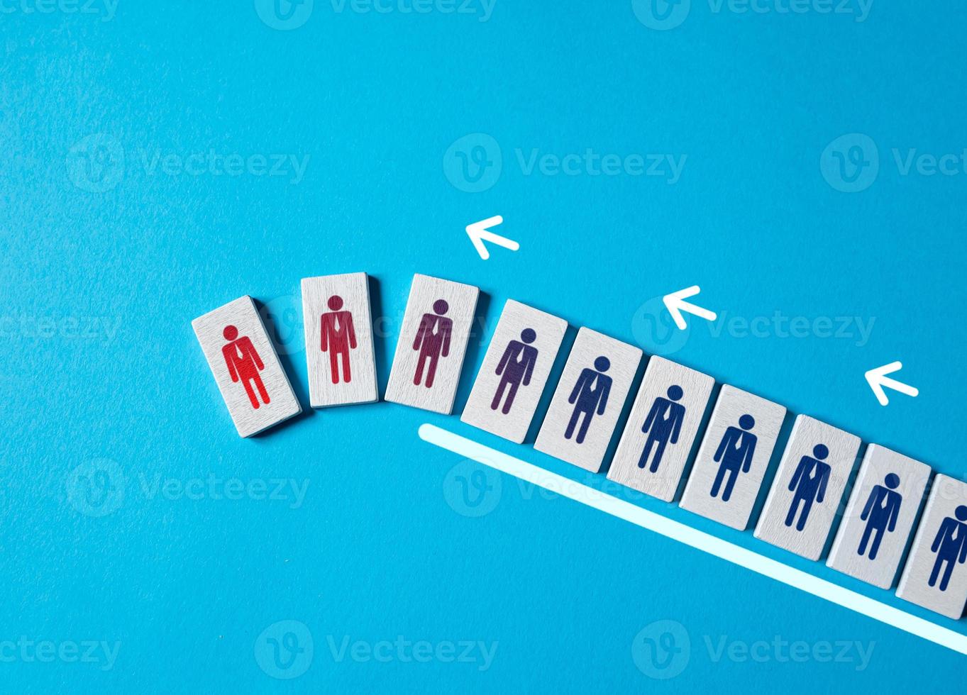 Large layoffs of employees. Downsizing, violation of rights, social tension in a crisis. Constant turnover, socially toxic environment in the company. Conflicts and incompetent bosses. Staff leaving photo