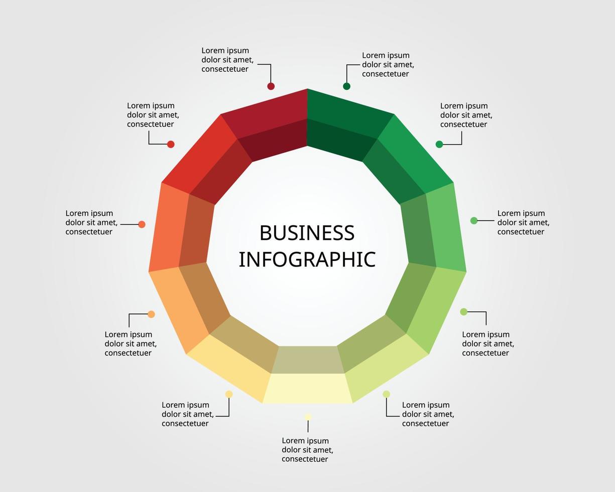 hendecagon shape template for infographic for presentation for 11 element vector