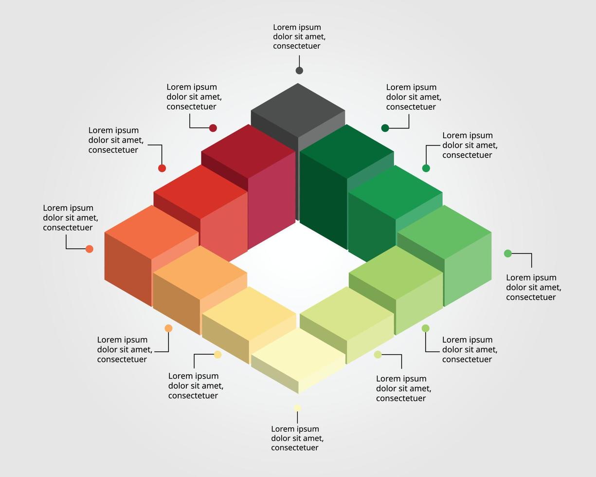 square chart template for infographic for presentation for 12 element vector