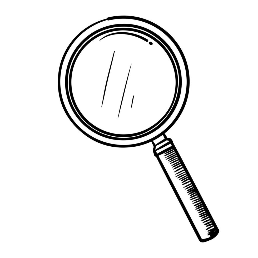 Doodle sketch style of Hand drawn Magnifying glass vector illustration