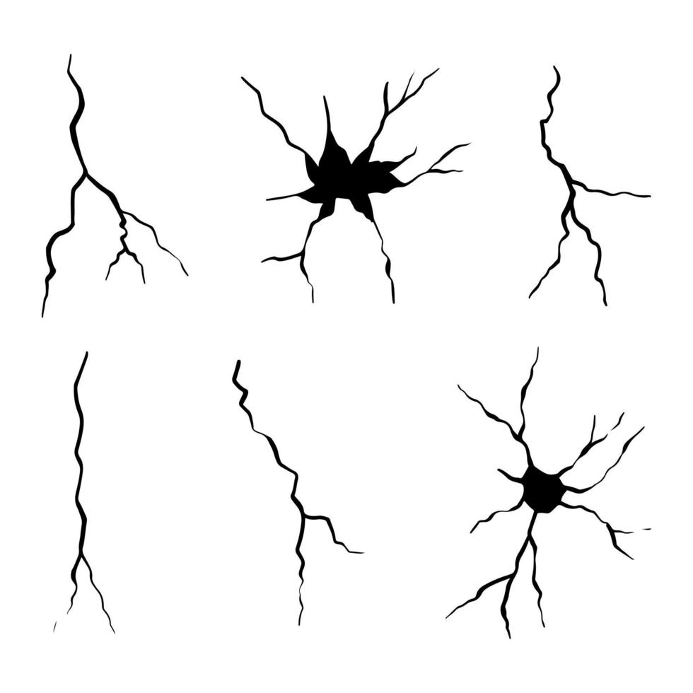 estilo de boceto de garabato de ilustración de vector de dibujos animados de grietas dibujadas a mano.