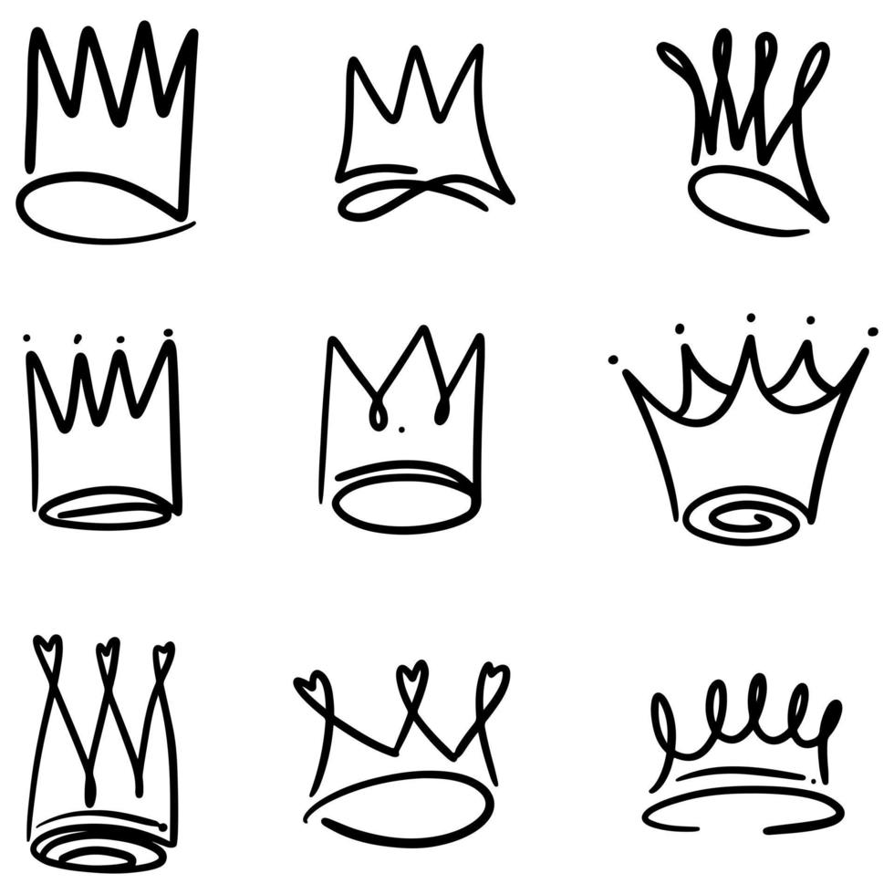 Doodle sketch style of Hand drawn crown vector illustration for concept design.