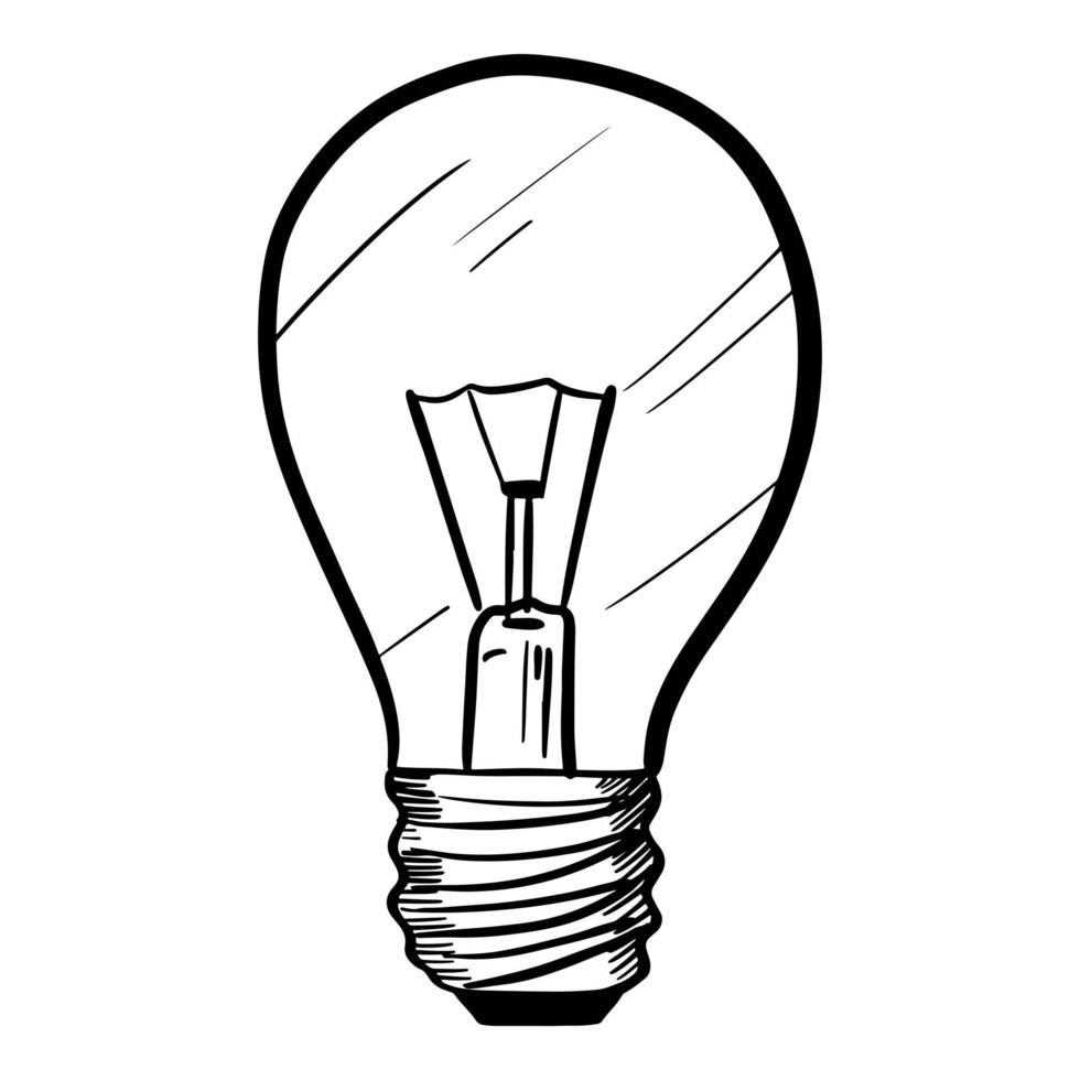 Doodle sketch style of Hand drawn light bulb icon vector illustration for concept design.