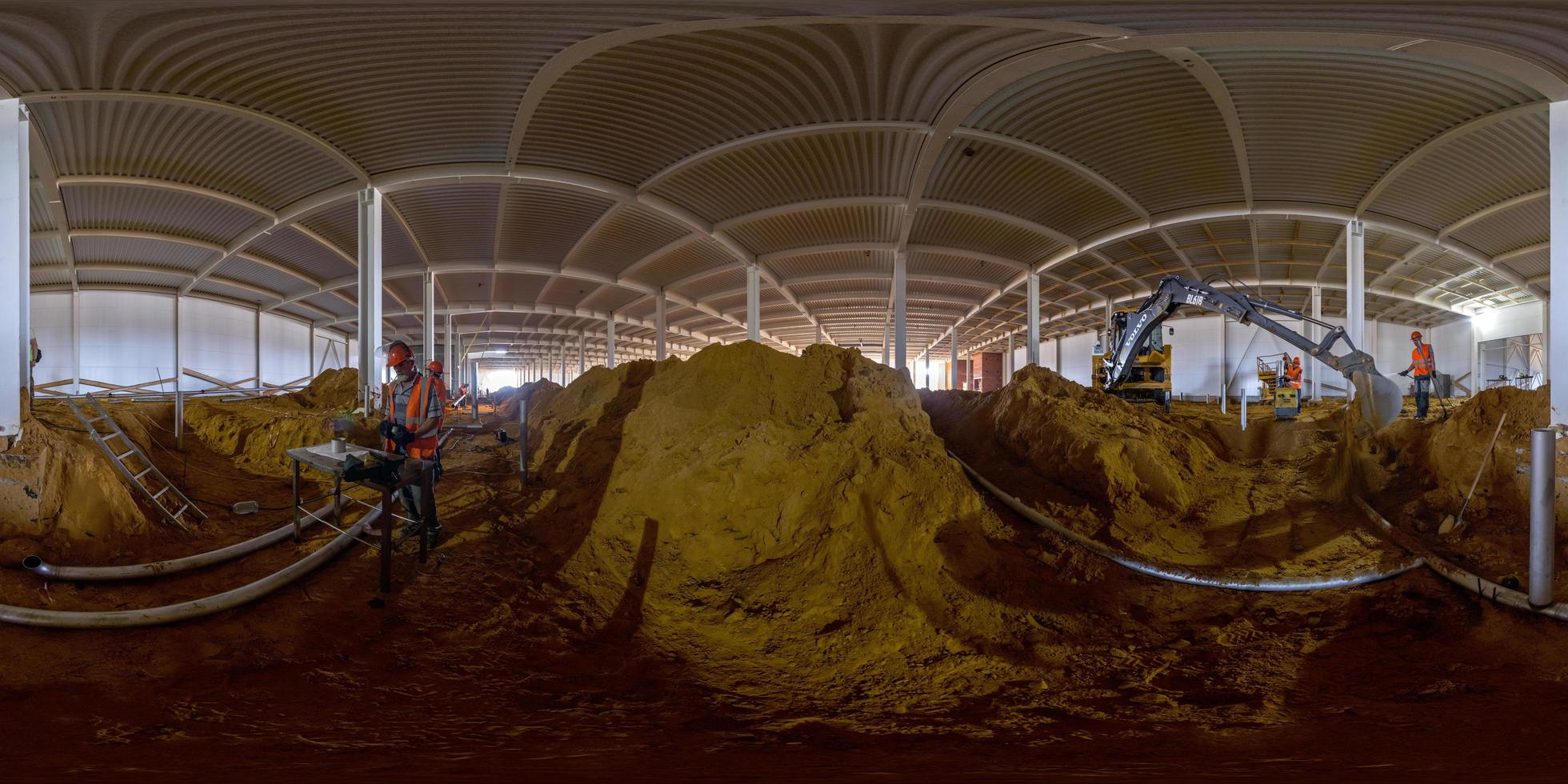Seamless full spherical 360 degree panorama in equirectangular projection of indoor construction site. photo