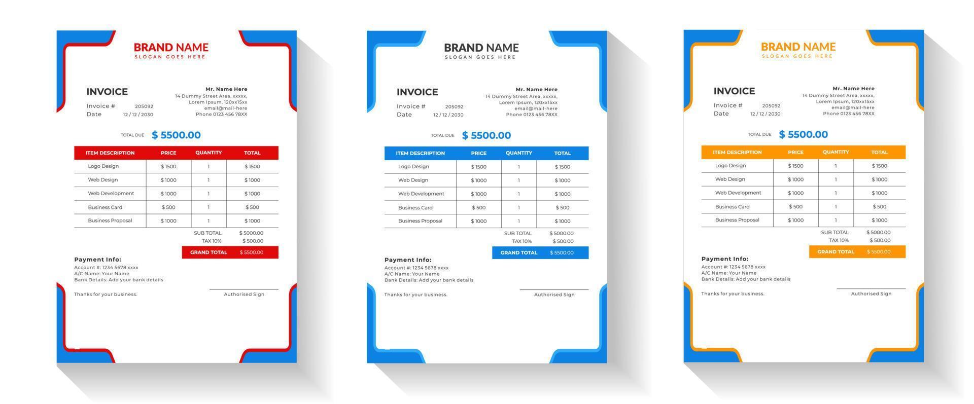 Corporative business invoice design vector