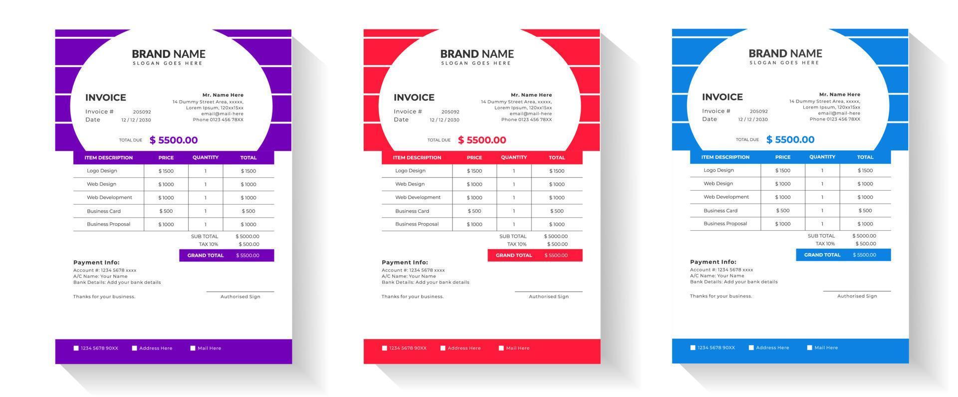 Marketing business vertical invoice template vector