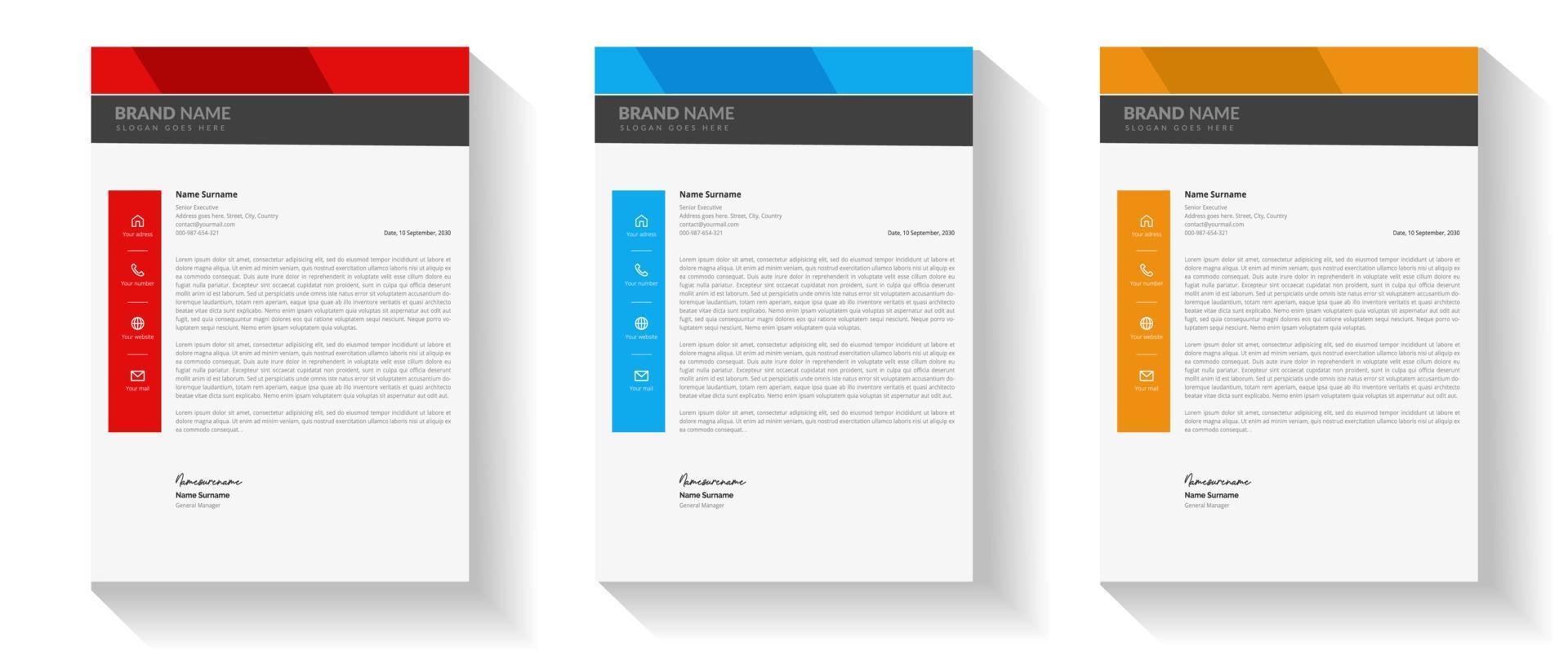 Professional business letterhead template vector