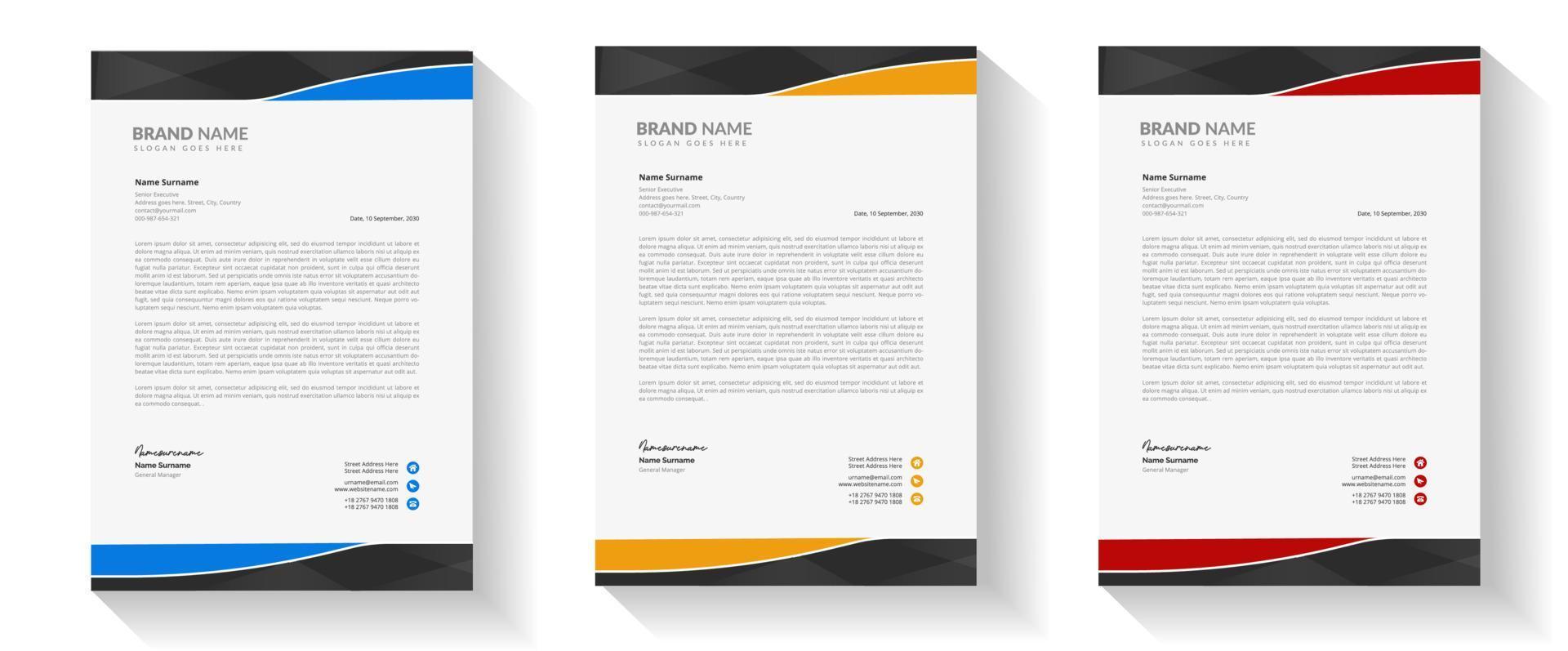 Modern business letterhead template design vector