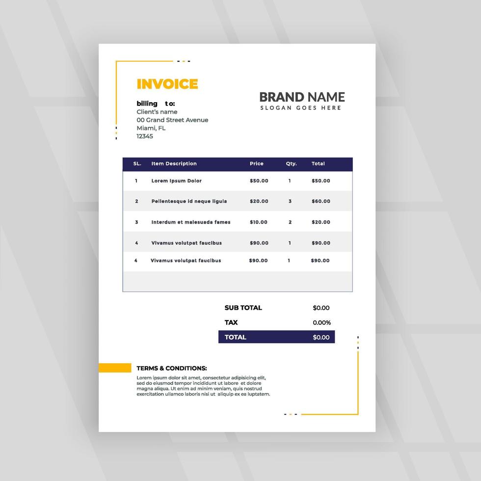 Modern invoice design template vector