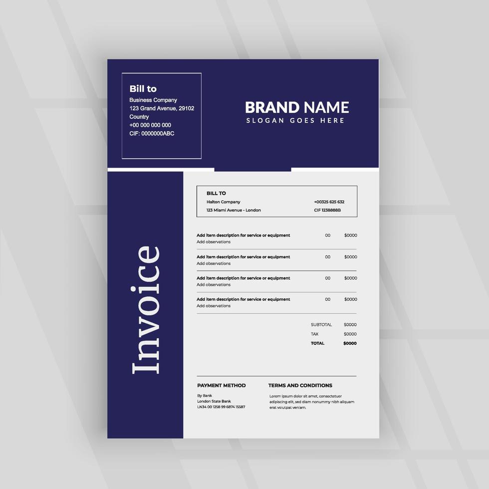 Modern corporate invoice template vector