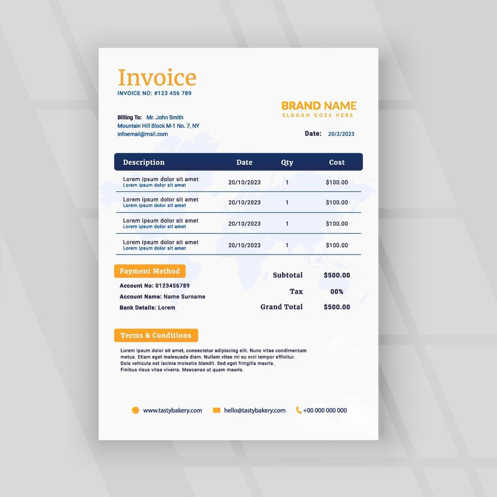 Business invoice design vector