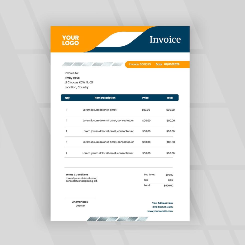 Professional invoice template 12624238 Vector Art at Vecteezy Professional invoice template 12624238 Vector Art at Vecteezy