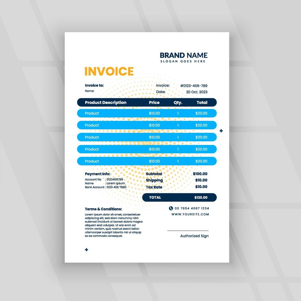 Simple invoice vector template design