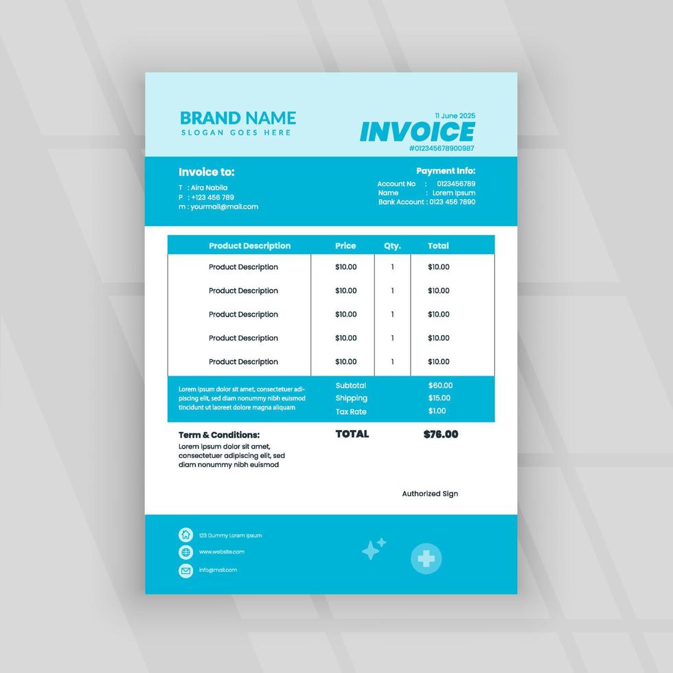 Payment invoice template minimalist design vector