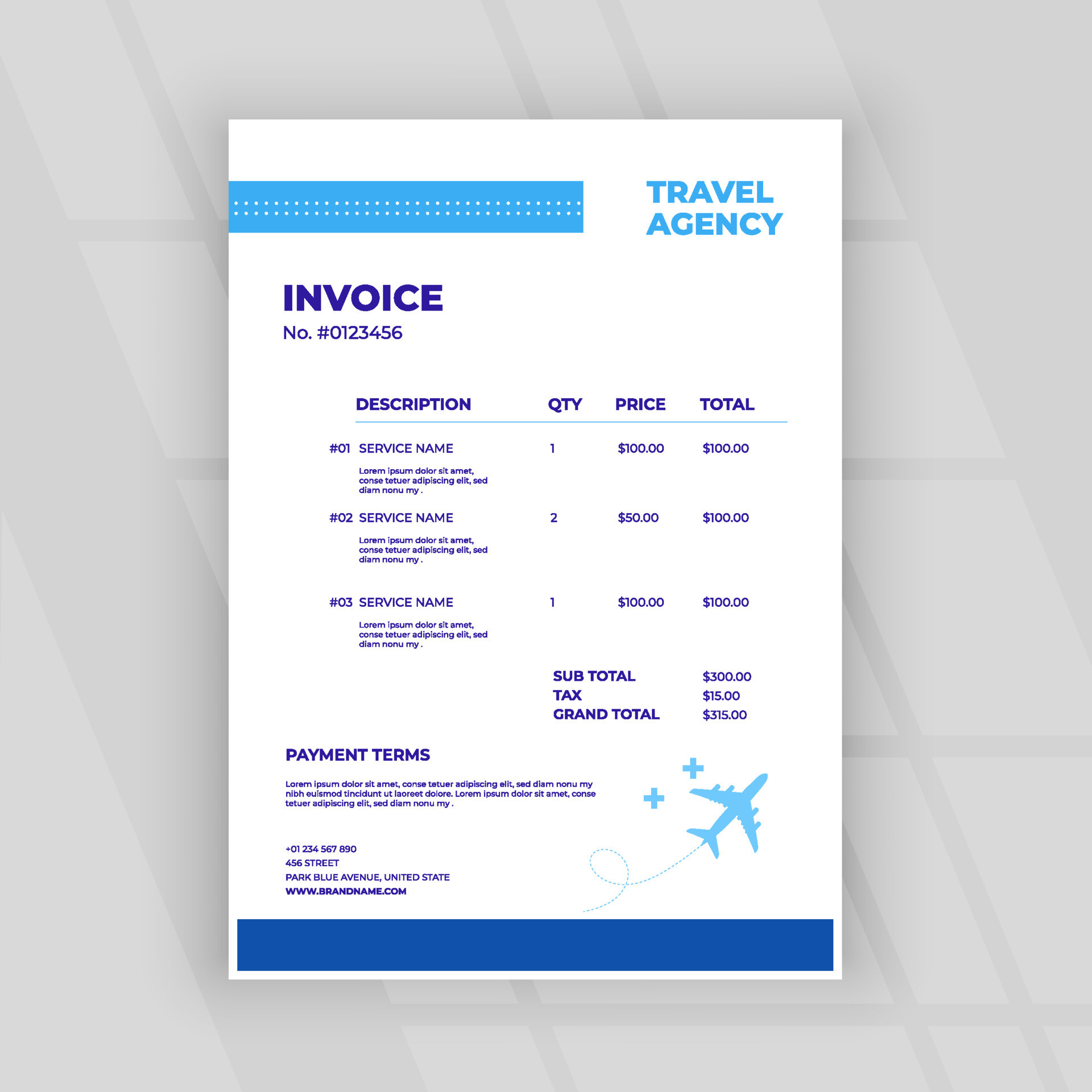 Travel agency invoice template 12624249 Vector Art at Vecteezy