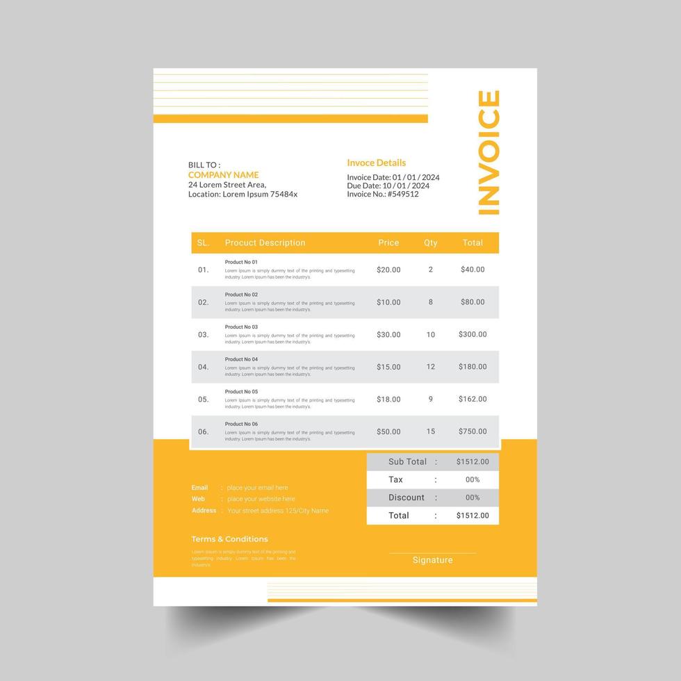 Payment invoice template minimalist design vector