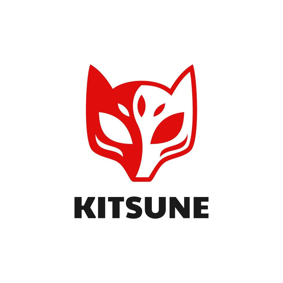 Simple Kitsune Head Logo Design vector