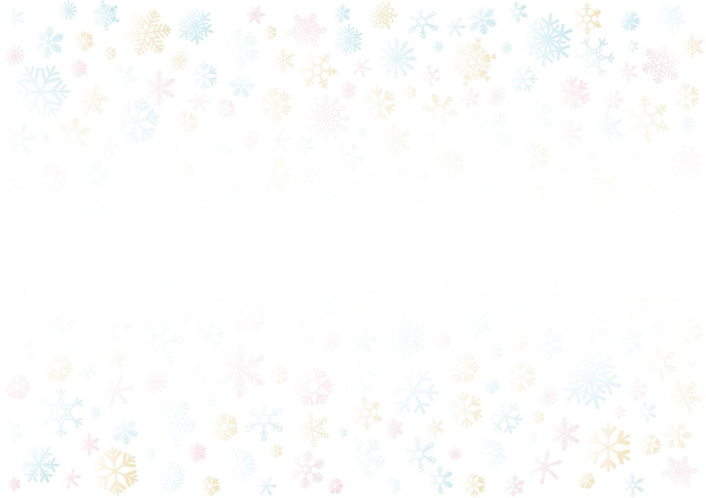 varios copos de nieve coloridos sobre fondo blanco con espacio en blanco. vector