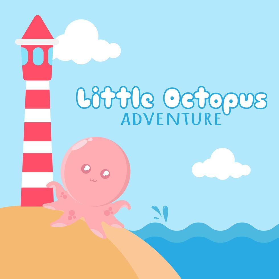 Little octopus adventure vector
