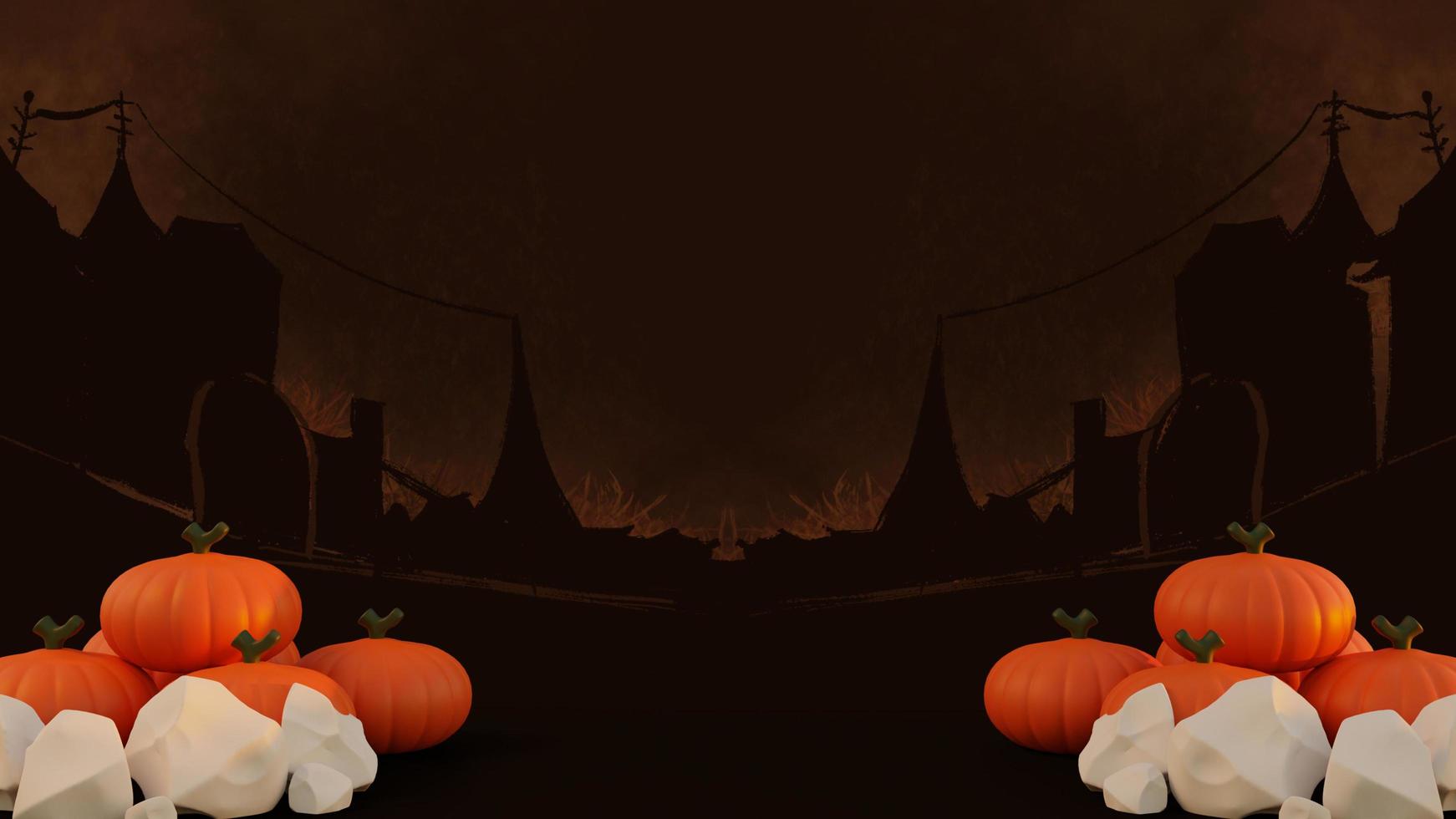 Happy halloween 3d background with pumpkin photo