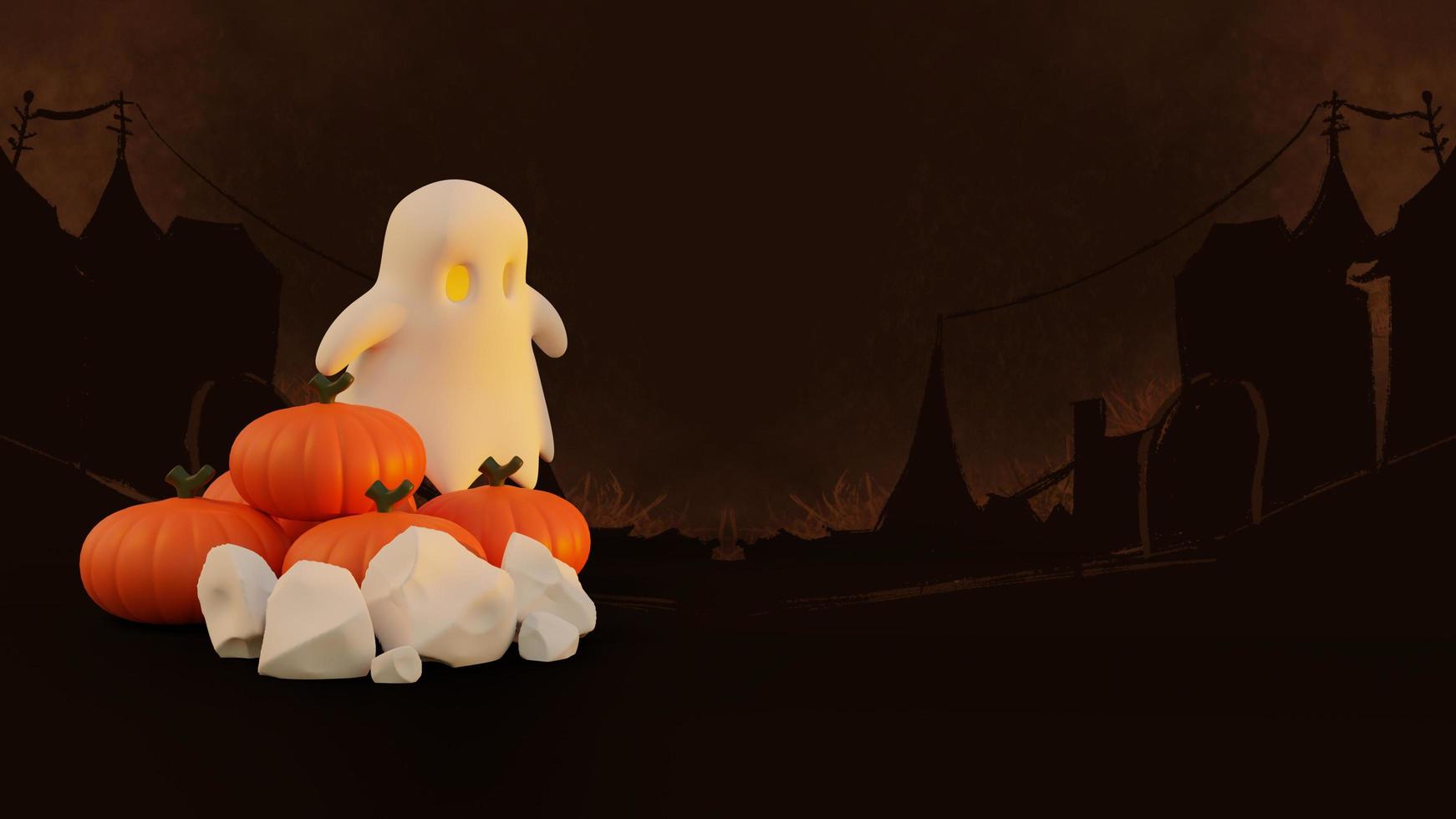 Happy halloween 3d background with pumpkin photo