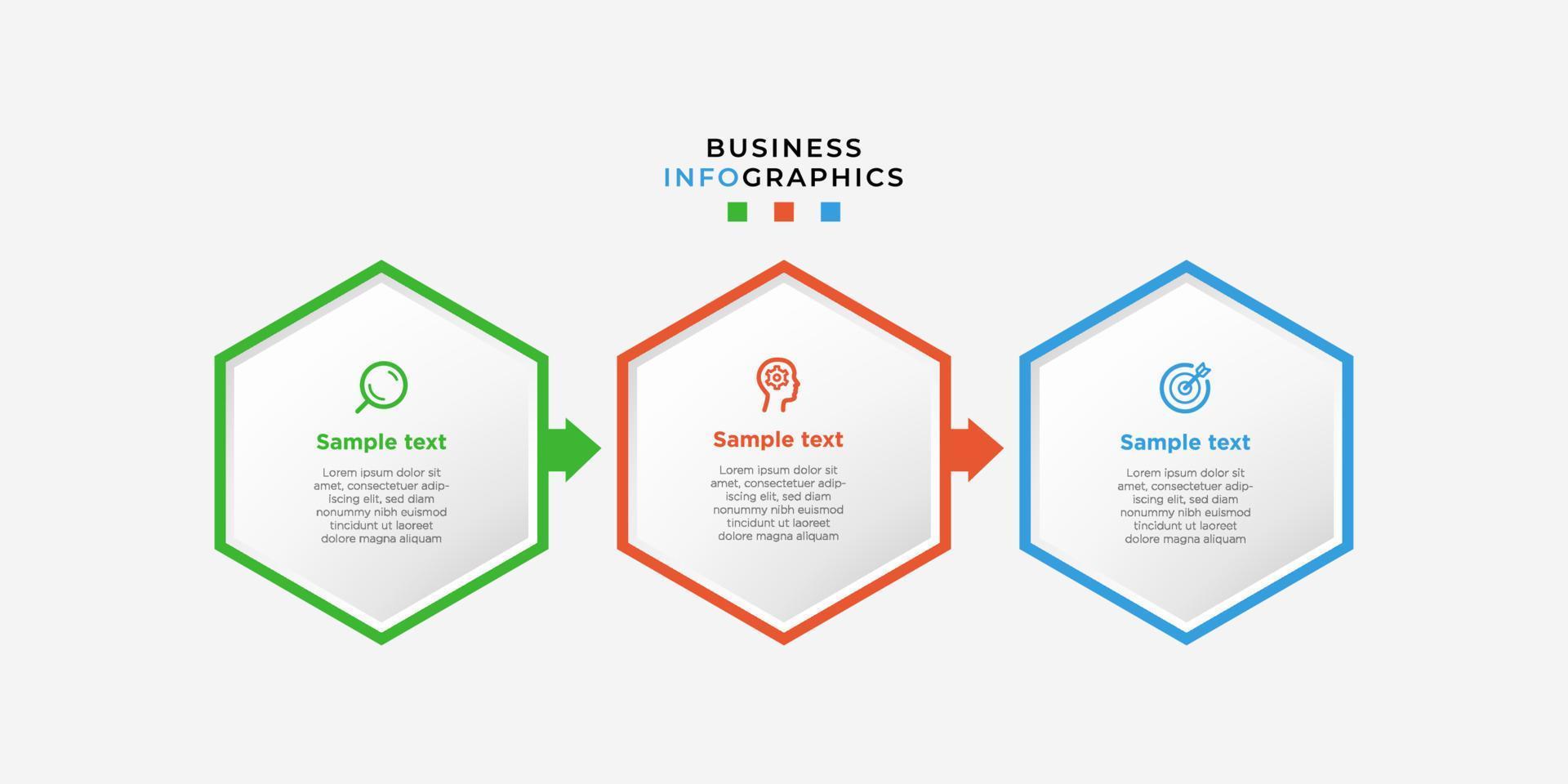 Modern 3 steps, option or levels line infographic with label. Timeline info graphic. Business presentation, information brochure, banner, workflow layout template. Eps10 Vector illustration