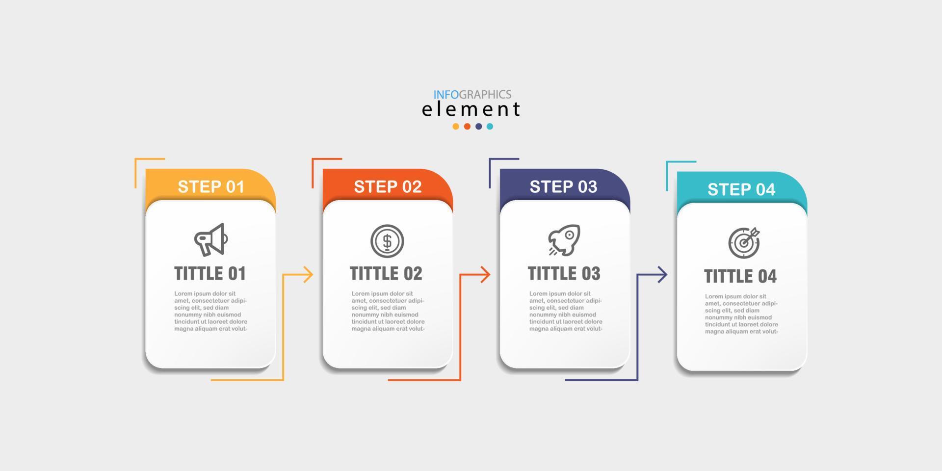 Modern business Infographic with title design template Vector with icons and 4 options or steps. Can be used for process diagram, presentations, workflow layout, banner, flow chart, info graph. Eps10