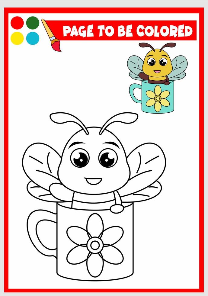 libro para colorear para niños. lindo vector de abeja