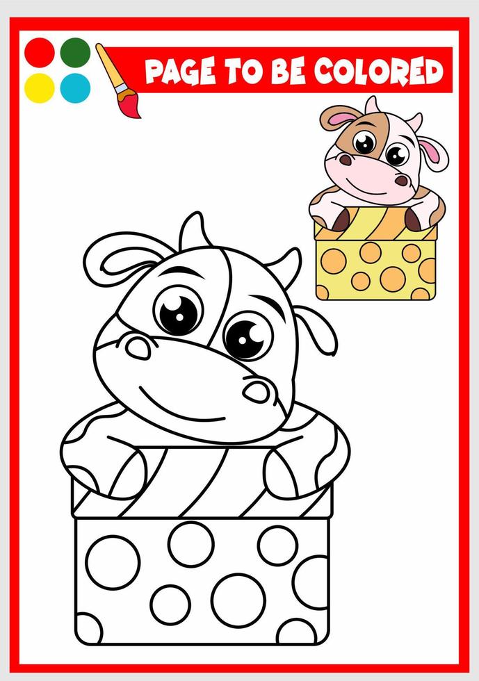 libro para colorear para niños. linda vaca vector