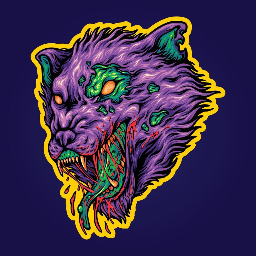 Scary werewolf head monster Vector illustrations for your work Logo, mascot merchandise t-shirt, stickers and Label designs, poster, greeting cards advertising business company or brands.
